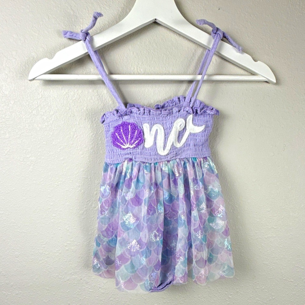 Baby Girls 12-18M Mermaid First Birthday Dress Purple Tulle ONE Cake Smash